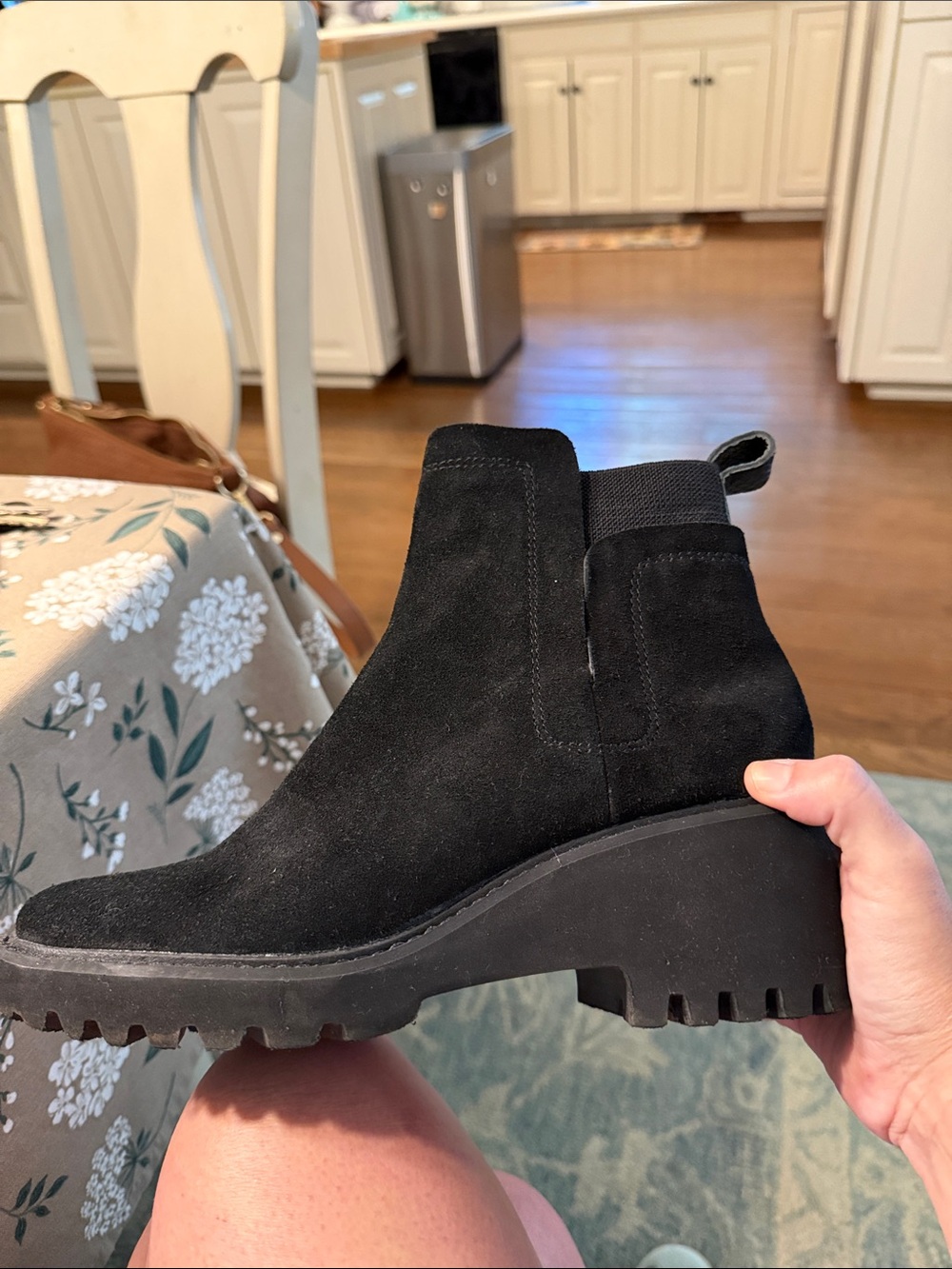 Dolce Vita Black Suede Chelsea Lug Sole Ankle Boots